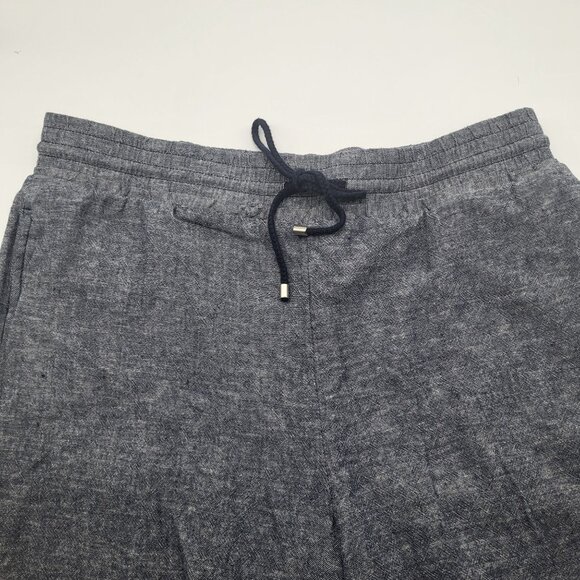 TIME & Tru Women's LG 12-14 Linen Blend Pull On Pants Navy Blue Pockets - Picture 8 of 8